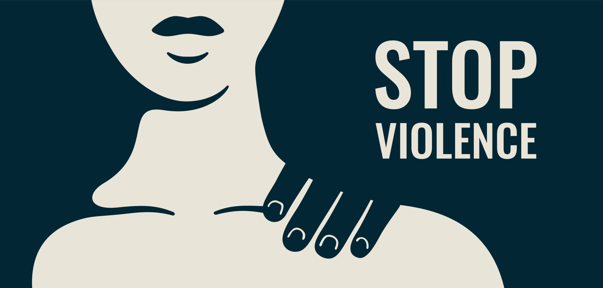 Stop Violence against women banner with silhouette strong woman